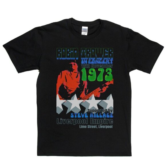 Travon A Other - Robin Trower Steve Hillage Liverpool 1973 Rock Band Art Graphic T-Shirt
